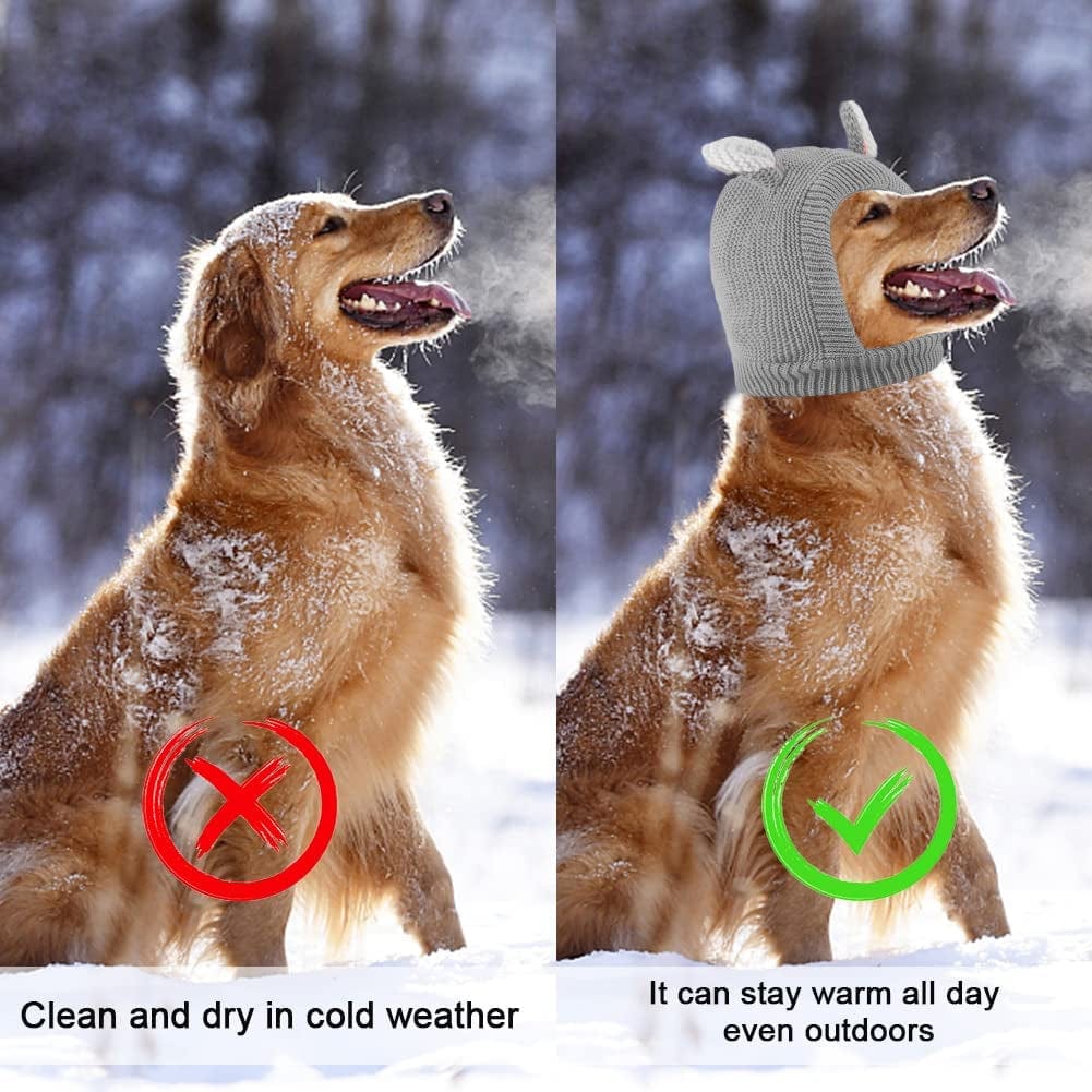 Knitted Dog Hats Dog Ear Cover Dog Warm Muffs for Winter Protection Pet Head Wrap Bunny Costume Snood for Medium to Large Dogs Cats,Grey Animals & Pet Supplies > Pet Supplies > Dog Supplies > Dog Apparel LOVECENTRAL   