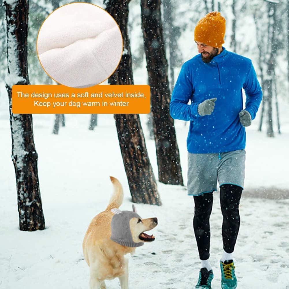 Knitted Dog Hats Dog Ear Cover Dog Warm Muffs for Winter Protection Pet Head Wrap Bunny Costume Snood for Medium to Large Dogs Cats,Grey Animals & Pet Supplies > Pet Supplies > Dog Supplies > Dog Apparel LOVECENTRAL   