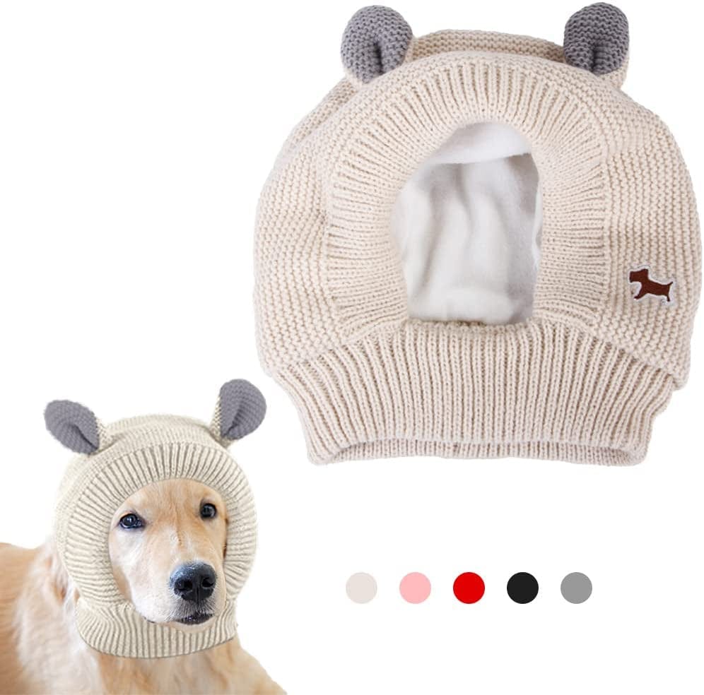 Knitted Dog Hats Dog Ear Cover Dog Warm Muffs for Winter Protection Pet Head Wrap Bunny Costume Snood for Medium to Large Dogs Cats,Grey Animals & Pet Supplies > Pet Supplies > Dog Supplies > Dog Apparel LOVECENTRAL   