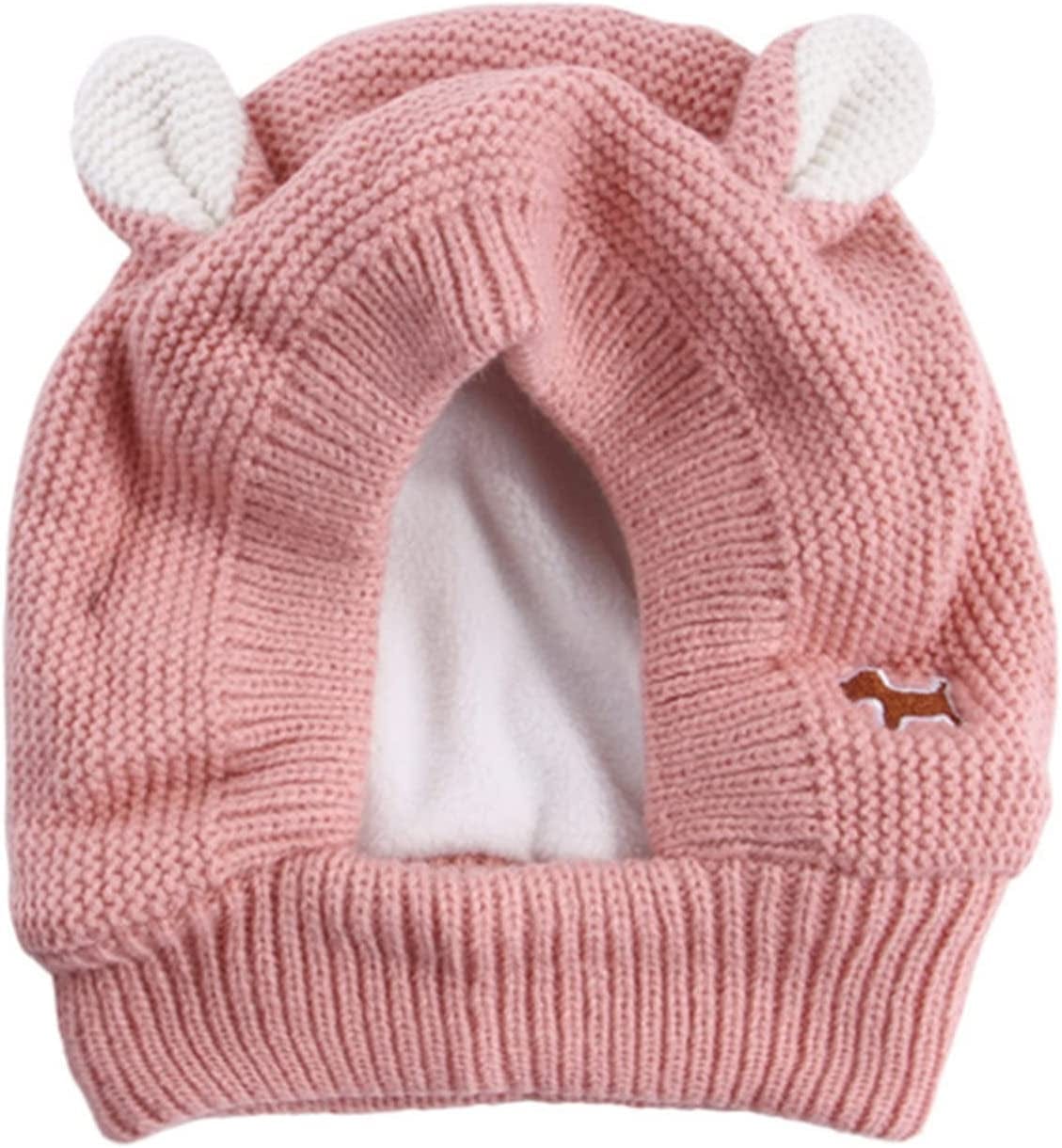 Knitted Warm Pet Earmuffs, Winter Dog Warm Knitted Hat, with Neck and Ear Warm, for Noise Protection, Anxiety Relief Animals & Pet Supplies > Pet Supplies > Dog Supplies > Dog Apparel Gecau Pink One Size 