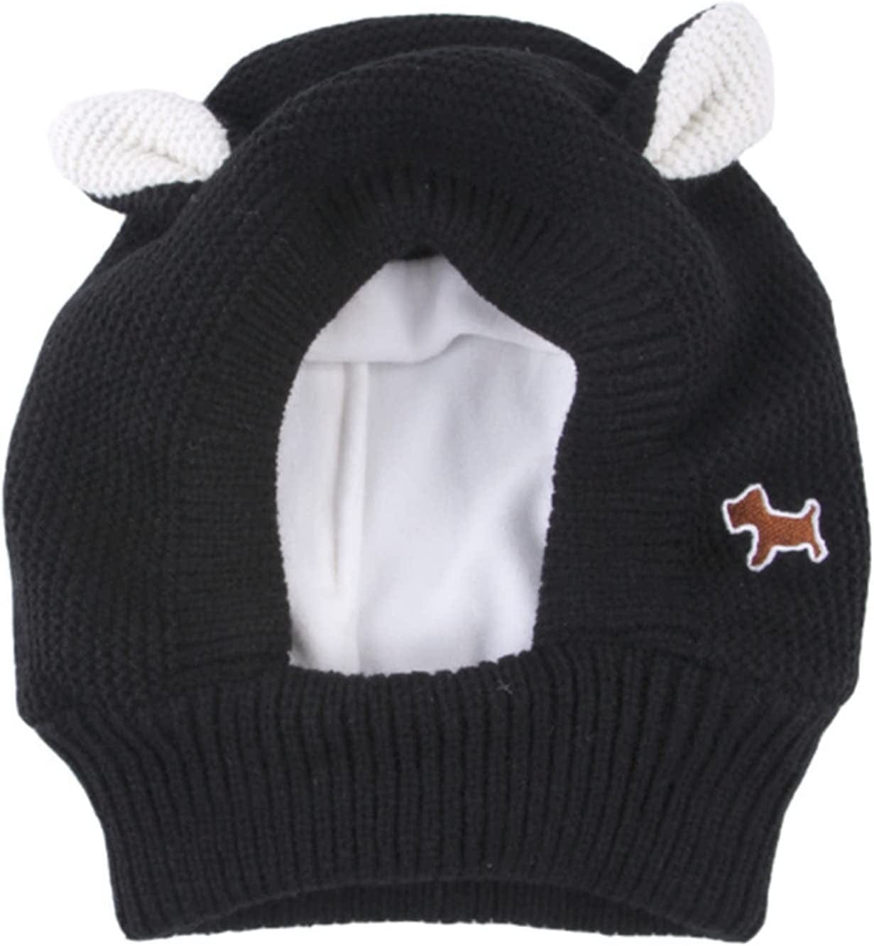 Knitted Warm Pet Earmuffs, Winter Dog Warm Knitted Hat, with Neck and Ear Warm, for Noise Protection, Anxiety Relief Animals & Pet Supplies > Pet Supplies > Dog Supplies > Dog Apparel Gecau Black One Size 