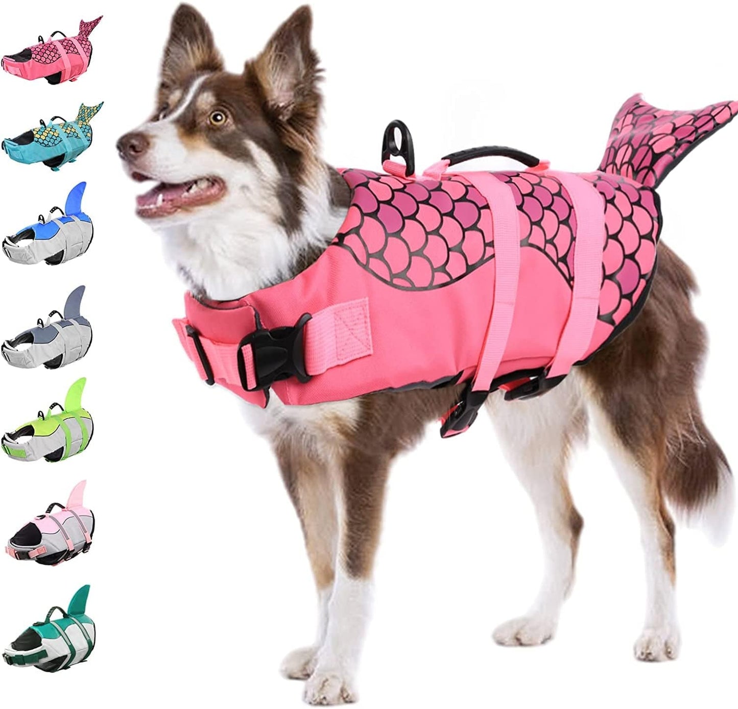 KOESON Dog Life Jacket Mermaid, Dog Life Vest for Small, Medium & Large Breeds Pet Float Coat for Boating/Swimming, Reflective Swimming Safety Vest with Rescue Handle Pink XS Animals & Pet Supplies > Pet Supplies > Dog Supplies > Dog Apparel KOESON Pink X-Small 