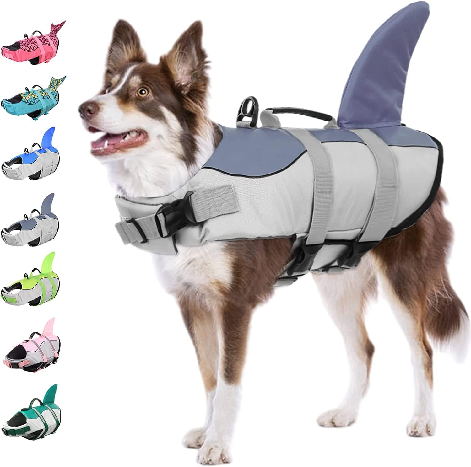 KOESON Dog Life Jacket Mermaid, Dog Life Vest for Small, Medium & Large Breeds Pet Float Coat for Boating/Swimming, Reflective Swimming Safety Vest with Rescue Handle Pink XS Animals & Pet Supplies > Pet Supplies > Dog Supplies > Dog Apparel KOESON Grey X-Small 