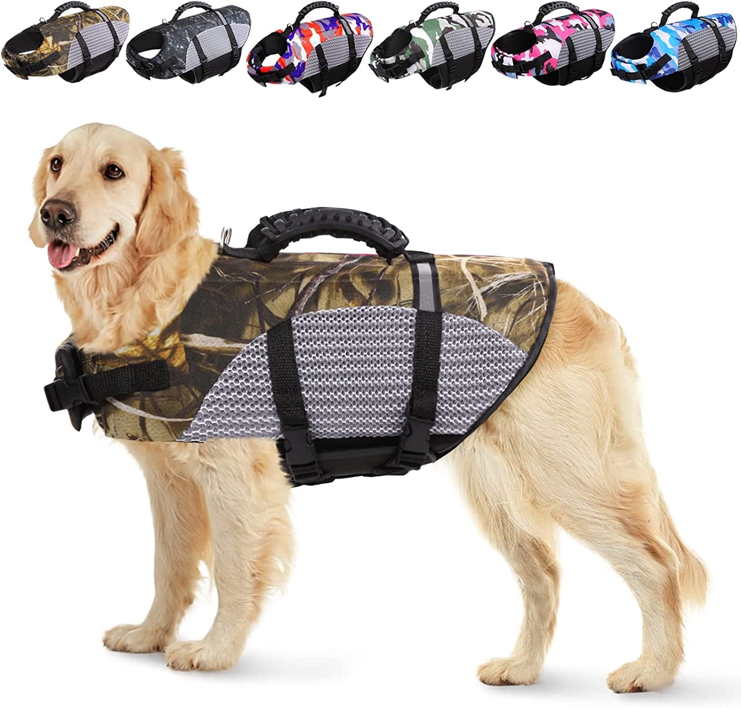 KOESON Dog Life Jacket Ripstop Pet Safety Life Vest, Adjustable Dogs Lifesaver Vest with Enhanced Buoyancy and Rescue Handle, Camouflage Swimsuit Preserver for Small Medium and Large Dogs (Orange, M) Animals & Pet Supplies > Pet Supplies > Dog Supplies > Dog Apparel KOESON Yellow Small 