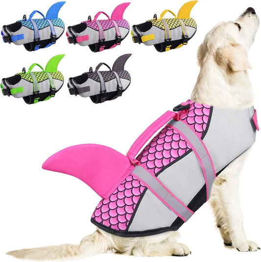 KOESON Pink Dog Life Vest, Puppy Dog Life Jacket Shark Fin Dog Swimming Vest with Rescue Handle, Pet Lifesaver Float Coat Dog Beach/Pool Accessories for Small & Medium Breeds Pink 2XL Animals & Pet Supplies > Pet Supplies > Dog Supplies > Dog Apparel KOESON Pink Small 