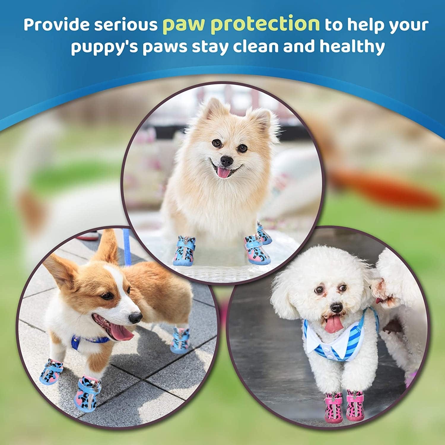 KOESON Small Dog Shoes, Puppy Breathable Dog Boots Anti-Slip Mesh Booties for Doggie with Reflecitve Zipper, Pet Shoes Year-Round Paw Protector with Adjustable Strap for Outdoor Activities Blue 3 Animals & Pet Supplies > Pet Supplies > Dog Supplies > Dog Apparel KOESON   