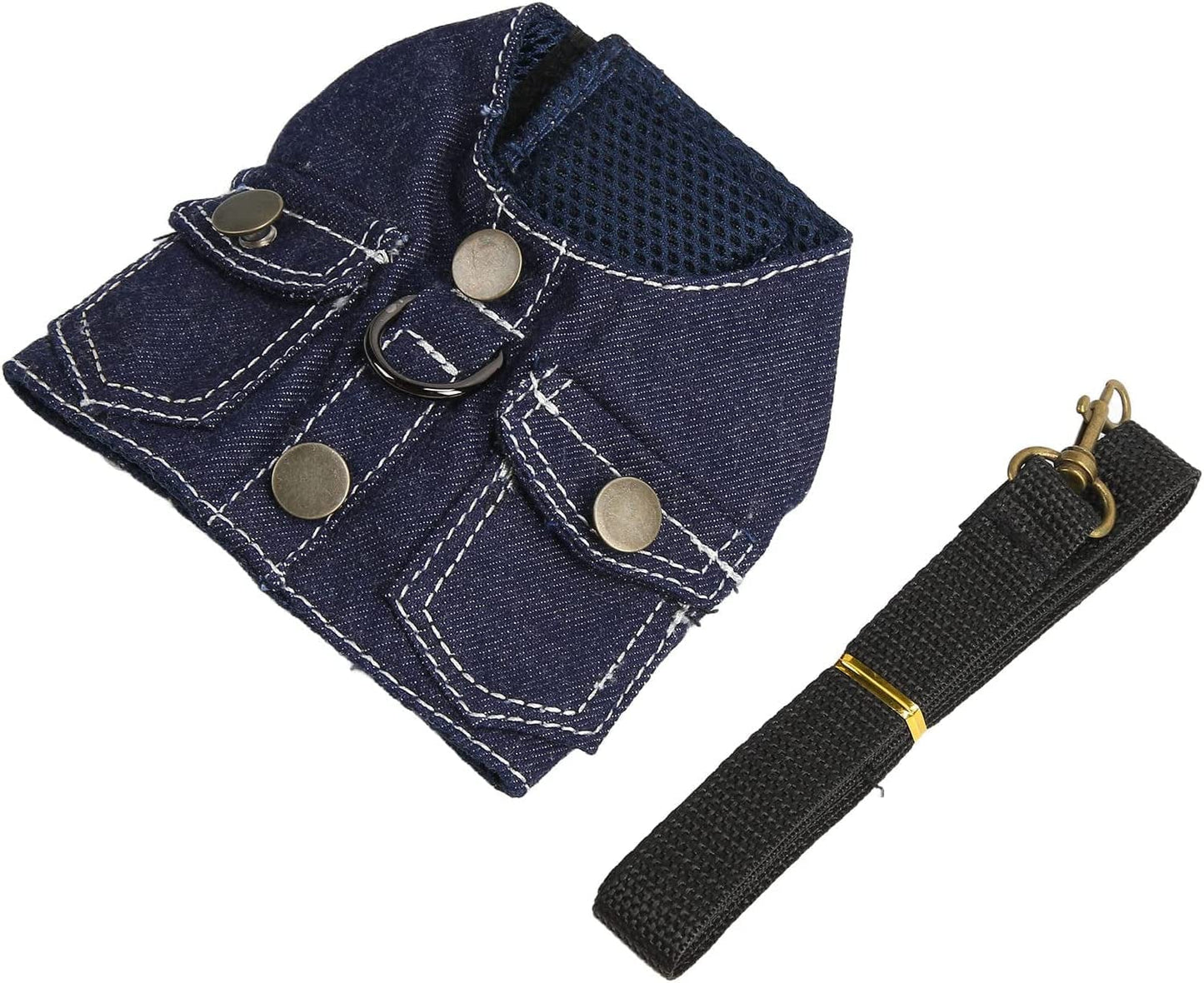 KUIDAMOS Dog Jean Jacket Harness, Prevent Choking Vest Design Dog Jean Harness for Pet(Dark Blue, L) Animals & Pet Supplies > Pet Supplies > Dog Supplies > Dog Apparel KUIDAMOS Dark Blue, M  