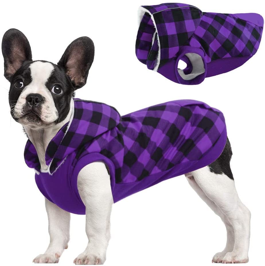 Kuoser British Style Plaid Dog Winter Coat, Windproof Cozy Cold Weather Dog Coat Fleece Lining Dog Apparel Reflective Dog Jacket Dog Vest for Small Medium Dogs with Removable Hat（Xxs-3Xl） Animals & Pet Supplies > Pet Supplies > Dog Supplies > Dog Apparel Kuoser Purple X-Small (Pack of 1) 