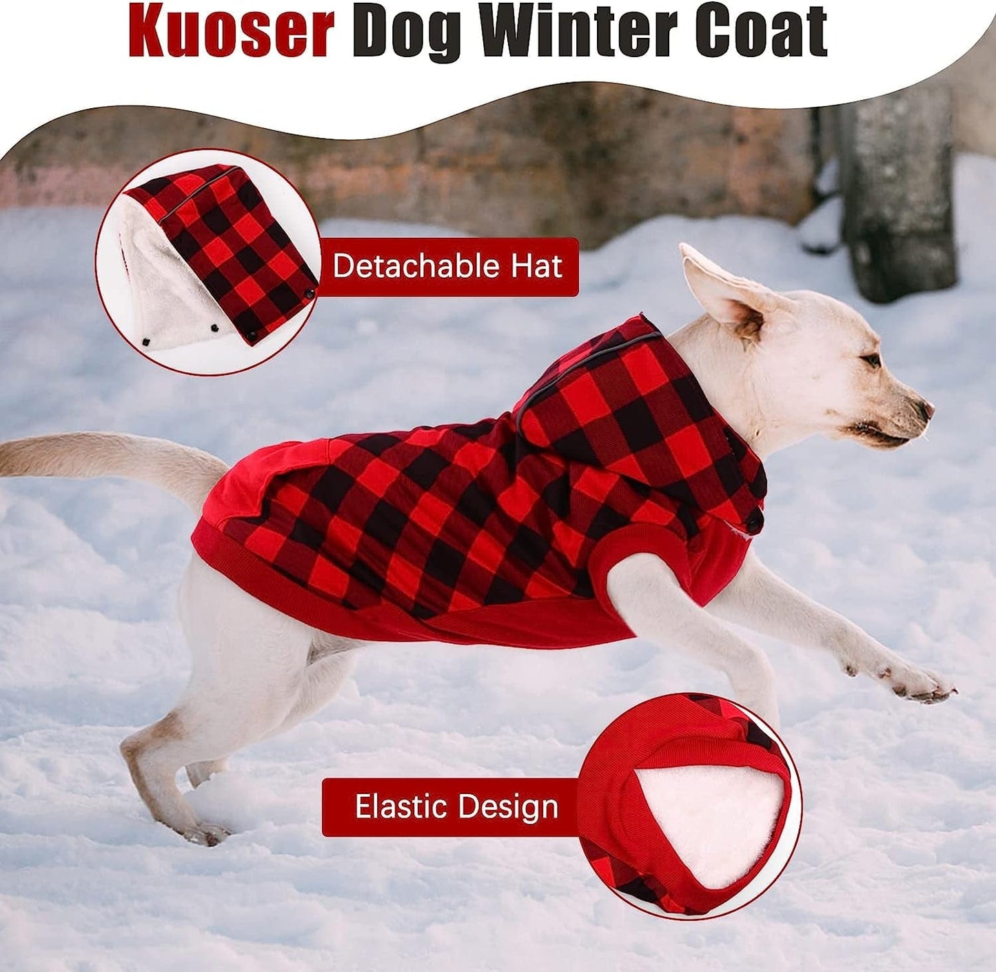 Kuoser British Style Plaid Dog Winter Coat, Windproof Cozy Cold Weather Dog Coat Fleece Lining Dog Apparel Reflective Dog Jacket Dog Vest for Small Medium Dogs with Removable Hat（Xxs-3Xl） Animals & Pet Supplies > Pet Supplies > Dog Supplies > Dog Apparel Kuoser   