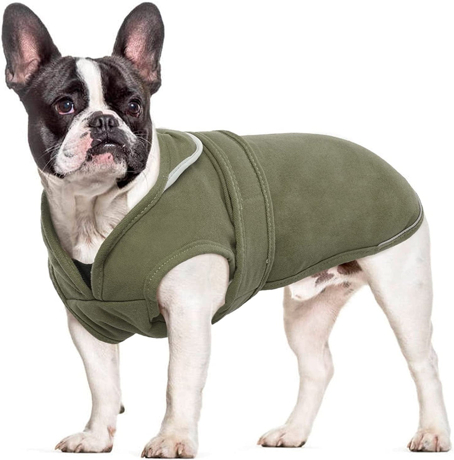 Kuoser Canvas Dog Winter Coat, Warm Dog Jacket Reflective Fleece Dog Cold Weather Coat Warm Doggie Clothes Waterproof Dog Vest with Zipper Leash Hole for Small Medium Large Dogs Animals & Pet Supplies > Pet Supplies > Dog Supplies > Dog Apparel Kuoser Army Green Medium (Pack of 1) 