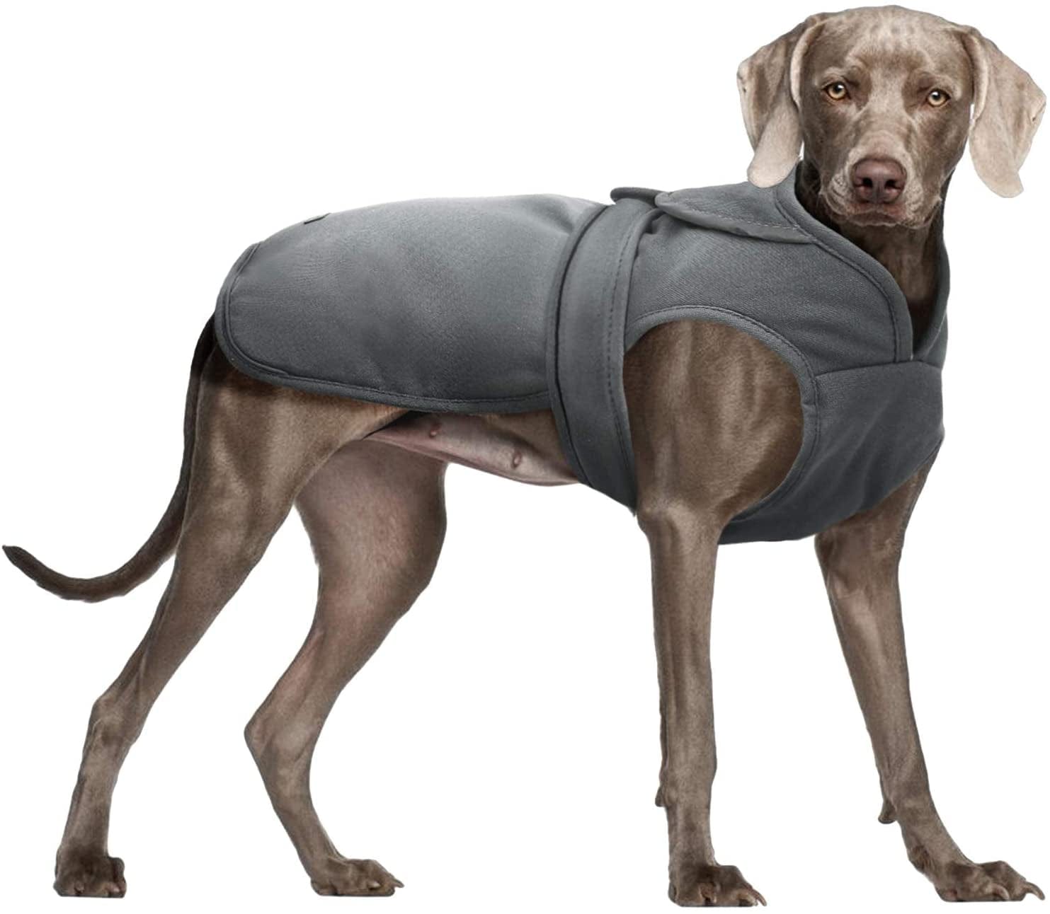 Kuoser Canvas Dog Winter Coat, Warm Dog Jacket Reflective Fleece Dog Cold Weather Coat Warm Doggie Clothes Waterproof Dog Vest with Zipper Leash Hole for Small Medium Large Dogs Animals & Pet Supplies > Pet Supplies > Dog Supplies > Dog Apparel Kuoser Grey XX-Large (Pack of 1) 