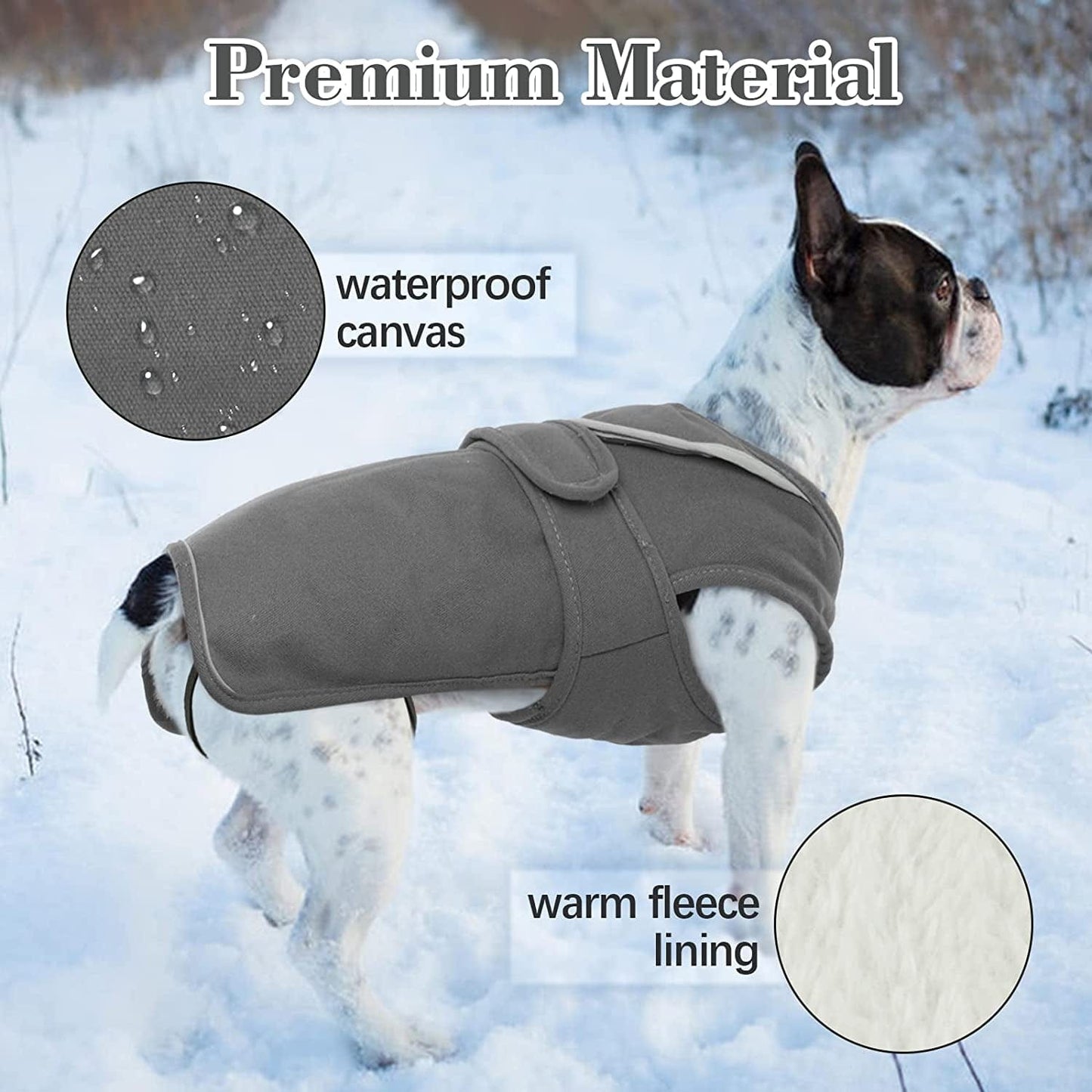 Kuoser Canvas Dog Winter Coat, Warm Dog Jacket Reflective Fleece Dog Cold Weather Coat Warm Doggie Clothes Waterproof Dog Vest with Zipper Leash Hole for Small Medium Large Dogs Animals & Pet Supplies > Pet Supplies > Dog Supplies > Dog Apparel Kuoser   