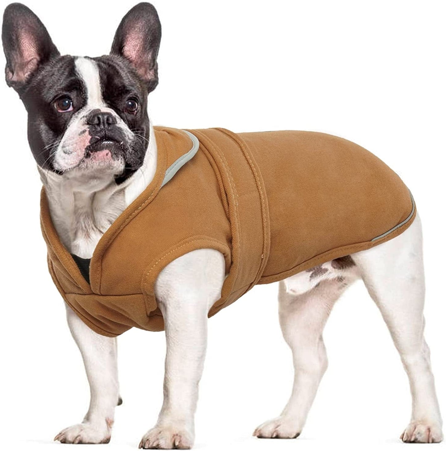 Kuoser Canvas Dog Winter Coat, Warm Dog Jacket Reflective Fleece Dog Cold Weather Coat Warm Doggie Clothes Waterproof Dog Vest with Zipper Leash Hole for Small Medium Large Dogs Animals & Pet Supplies > Pet Supplies > Dog Supplies > Dog Apparel Kuoser Brown Medium (Pack of 1) 