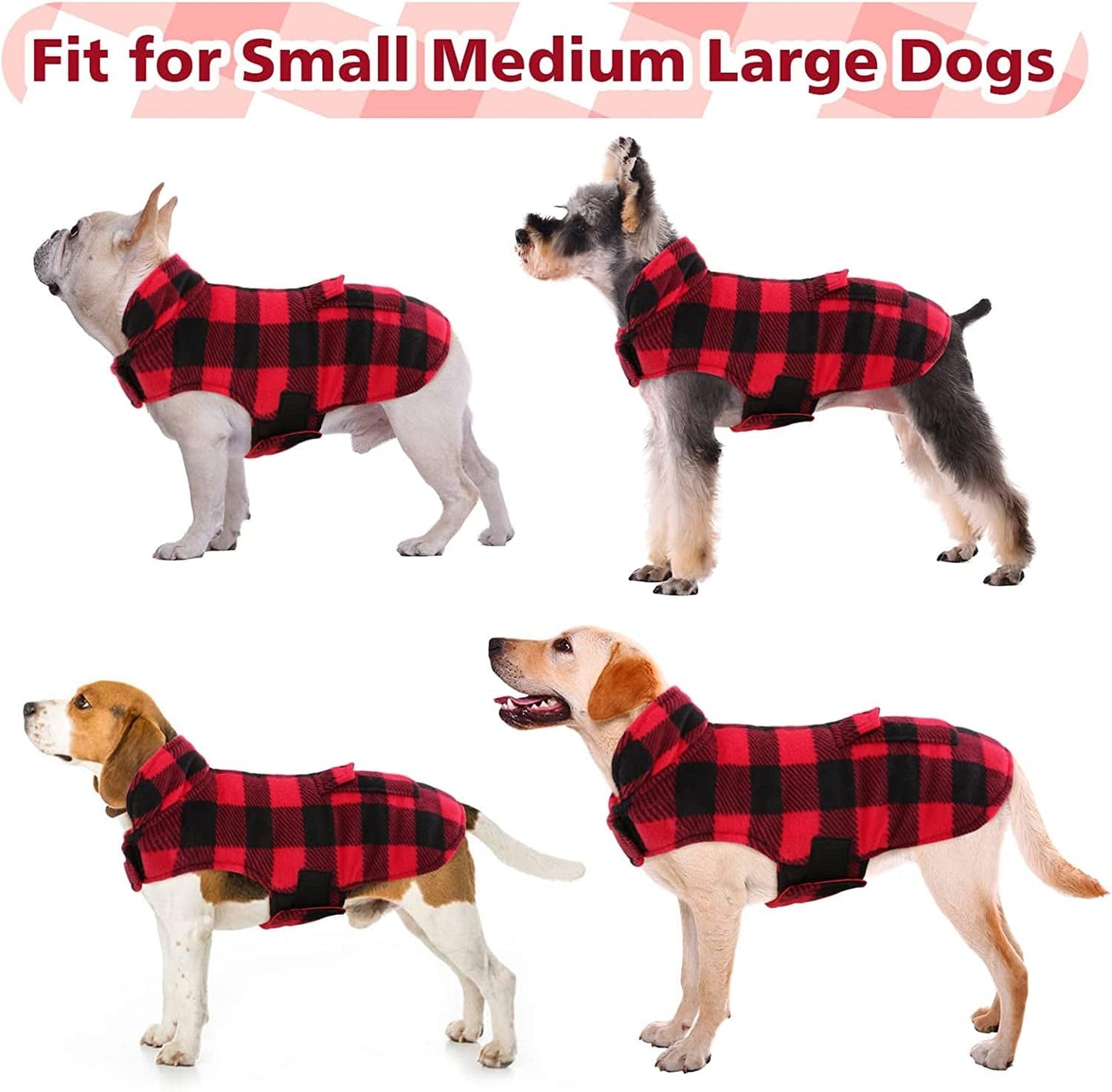 Kuoser Cozy Dog Winter Coat, Windproof Dog Jacket British Style Plaid Cold Weather Dog Coat Reversible Warm Dog Vest for Small Medium Large Dogs Red L Animals & Pet Supplies > Pet Supplies > Dog Supplies > Dog Apparel Kuoser   