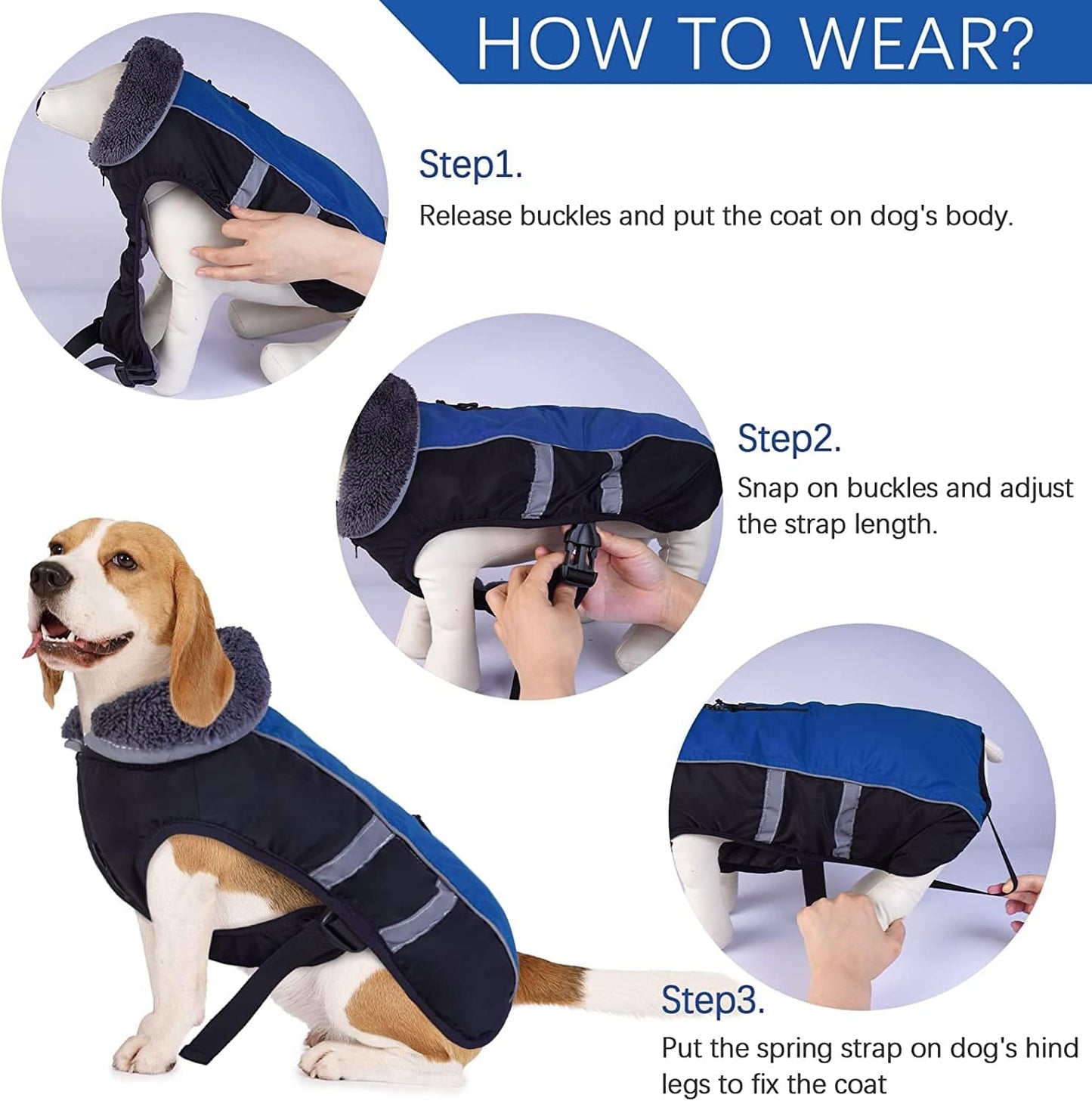 Kuoser Dog Winter Coat with Plush Collar, Waterproof&Windproof Pet Warm Jacket with Harness Hole, Reflective Puppy Cold Weather Vest, Cozy Pet Fleece Lined Outdoor Clothes for Small Medium Large Dogs Animals & Pet Supplies > Pet Supplies > Dog Supplies > Dog Apparel Kuoser   