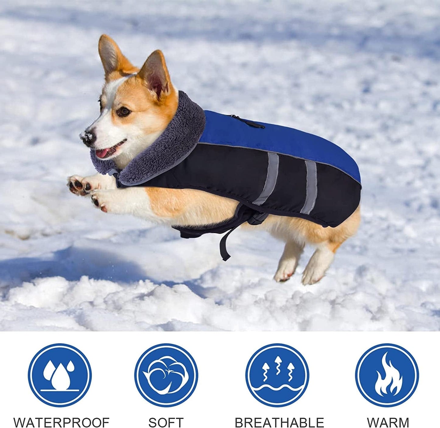 Kuoser Dog Winter Coat with Plush Collar, Waterproof&Windproof Pet Warm Jacket with Harness Hole, Reflective Puppy Cold Weather Vest, Cozy Pet Fleece Lined Outdoor Clothes for Small Medium Large Dogs Animals & Pet Supplies > Pet Supplies > Dog Supplies > Dog Apparel Kuoser   