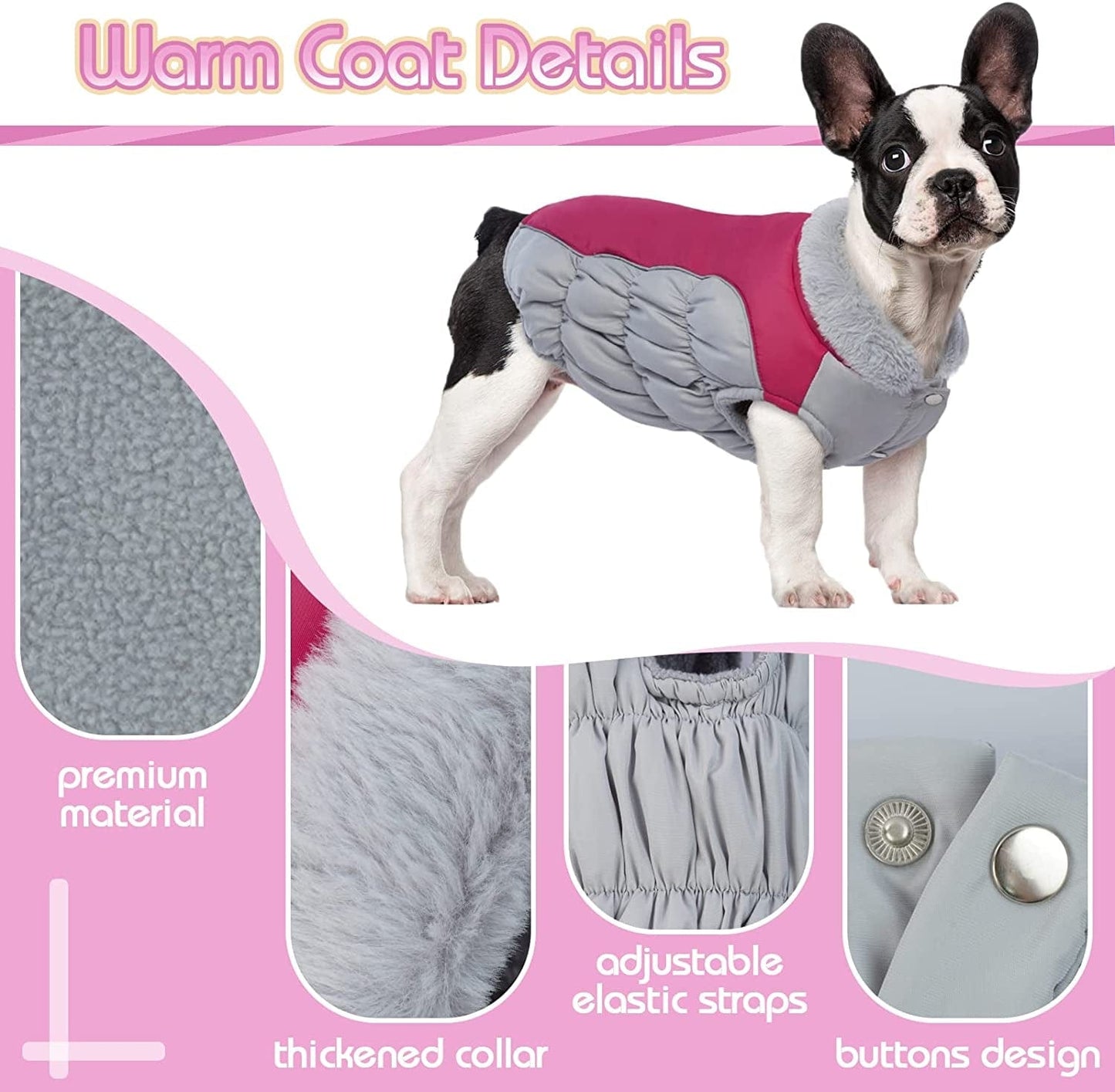 Kuoser Padded Dog Coat, Warm Dog Jacket with Thicken Furry Collar, Dog Cold Weather Coats for Small Medium Dogs Reflective Windproof Dog Clothes XS-XL Animals & Pet Supplies > Pet Supplies > Dog Supplies > Dog Apparel Kuoser   