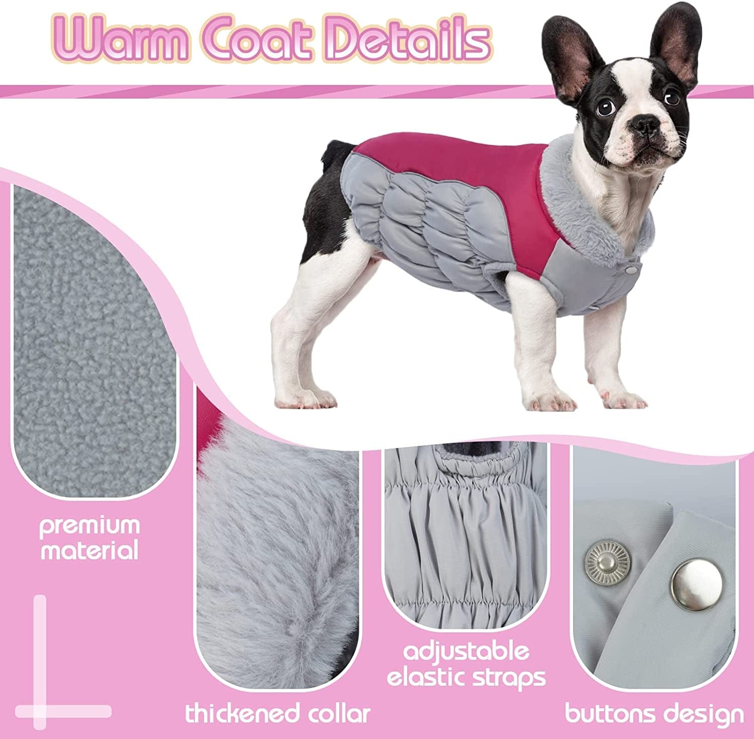 Kuoser Padded Dog Coat, Warm Dog Jacket with Thicken Furry Collar, Dog Cold Weather Coats for Small Medium Dogs Reflective Windproof Dog Clothes XS-XL Animals & Pet Supplies > Pet Supplies > Dog Supplies > Dog Apparel Kuoser   