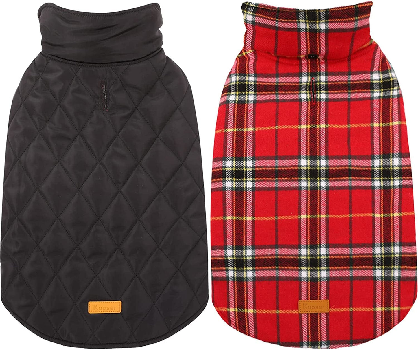 Kuoser Warm Dog Coat, Reversible Dog Jacket Waterproof Dog Winter Coat British Style Plaid Dog Clothes Pet Dog Cold Weather Coats Cozy Snow Jacket Vest for Small Medium Large Dogs Red M Animals & Pet Supplies > Pet Supplies > Dog Supplies > Dog Apparel Kuoser Bright Red Medium (Pack of 1) 