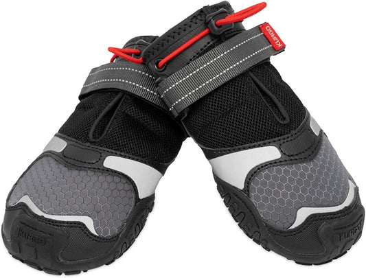 Kurgo Blaze Cross Dog Shoes - Winter Boots for Dogs, All Season Paw Protectors - for Hot Pavement and Snow - Water Resistant, Reflective, No Slip - Includes 2 Shoes - Chili Red/Black - L Animals & Pet Supplies > Pet Supplies > Dog Supplies > Dog Apparel Radio Systems Corporation Blaze Shoes 2 Count Large
