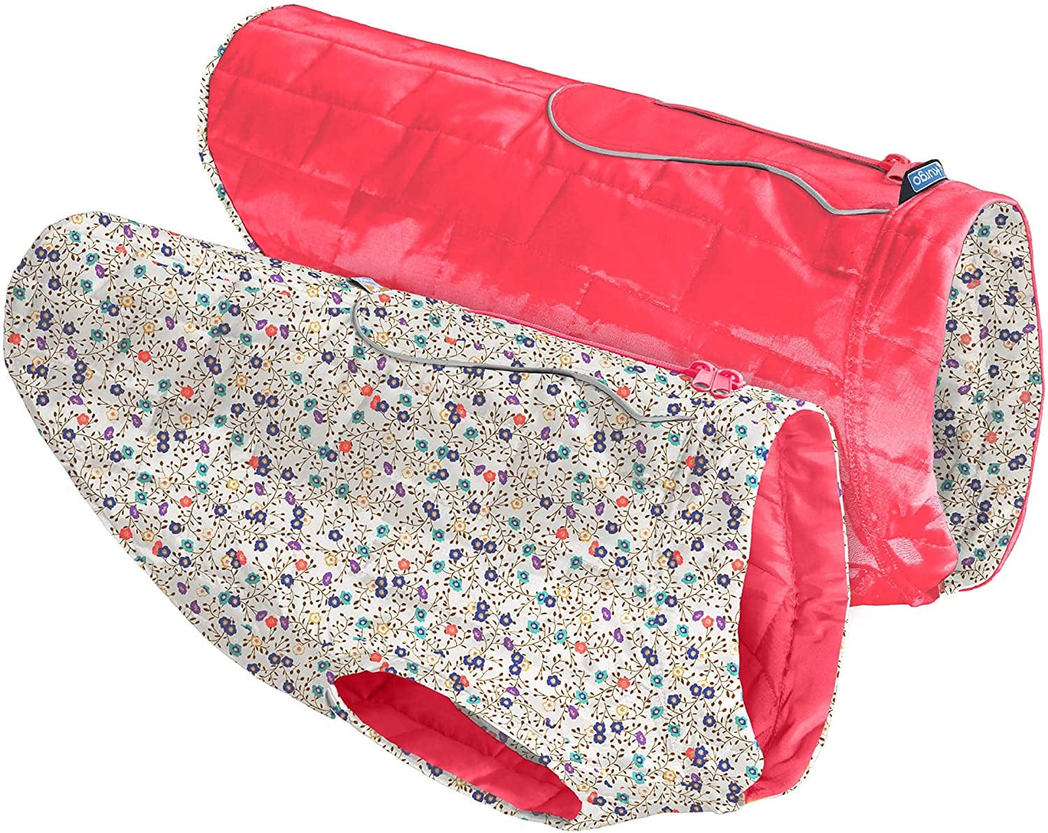 Kurgo Dog Jacket, Reversible Winter Jacket for Dogs, Pet Coat for Hiking, Water Resistant, Reflective, Lightweight, Wear with Harness, Athletic, Loft Jacket (Liberty Floral, XS) Animals & Pet Supplies > Pet Supplies > Dog Supplies > Dog Apparel Radio Systems Corporation Floral/Magenta Extra Small 