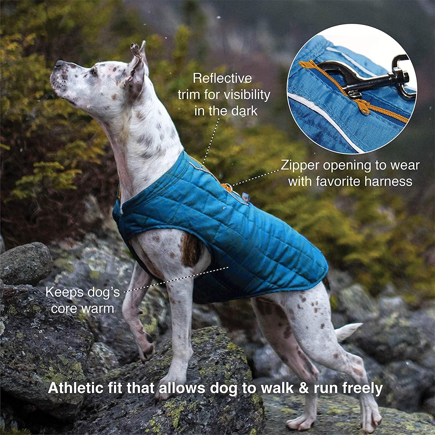 Kurgo Dog Jacket, Reversible Winter Jacket for Dogs, Pet Coat for Hiking, Water Resistant, Reflective, Lightweight, Wear with Harness, Athletic, Loft Jacket (Liberty Floral, XS) Animals & Pet Supplies > Pet Supplies > Dog Supplies > Dog Apparel Radio Systems Corporation   