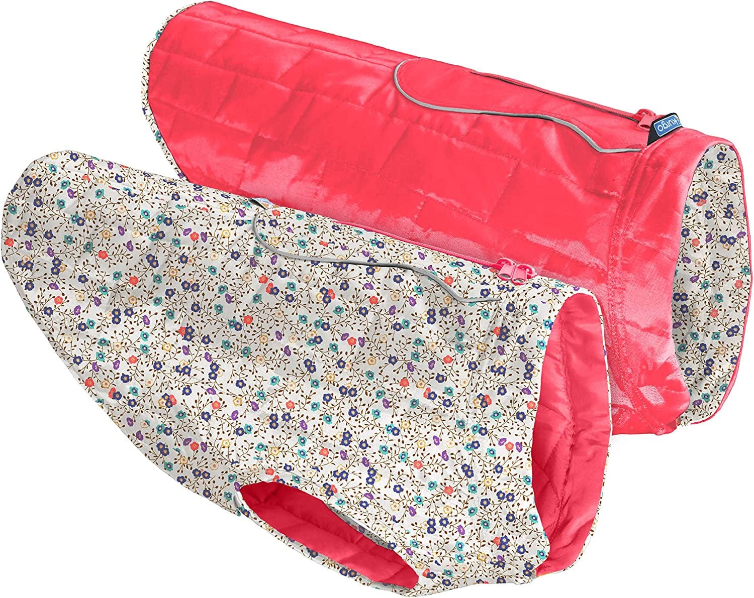 Kurgo Dog Jacket, Reversible Winter Jacket for Dogs, Pet Coat for Hiking, Water Resistant, Reflective, Lightweight, Wear with Harness, Athletic, Loft Jacket (Liberty Floral, XS) Animals & Pet Supplies > Pet Supplies > Dog Supplies > Dog Apparel Radio Systems Corporation Floral/Magenta Extra Large 