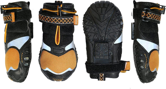 Kurgo Step N’ Strobe Dog Shoes | Water Resistant Dog Shoes | Snow Boots for Dogs | anti Slip Pet Boots | Dog Shoes for Hot Pavement | Reflective | Set of 4 (Xx-Small), Black/Orange (K01352) Animals & Pet Supplies > Pet Supplies > Dog Supplies > Dog Apparel Radio Systems Corporation 4 XL 