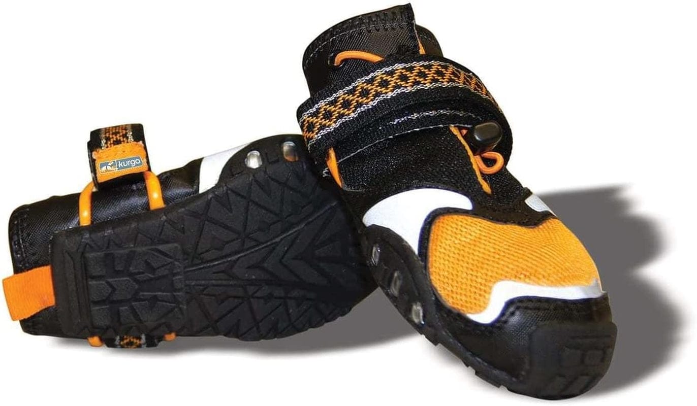 Kurgo Step N’ Strobe Dog Shoes | Water Resistant Dog Shoes | Snow Boots for Dogs | anti Slip Pet Boots | Dog Shoes for Hot Pavement | Reflective | Set of 4 (Xx-Small), Black/Orange (K01352) Animals & Pet Supplies > Pet Supplies > Dog Supplies > Dog Apparel Radio Systems Corporation   