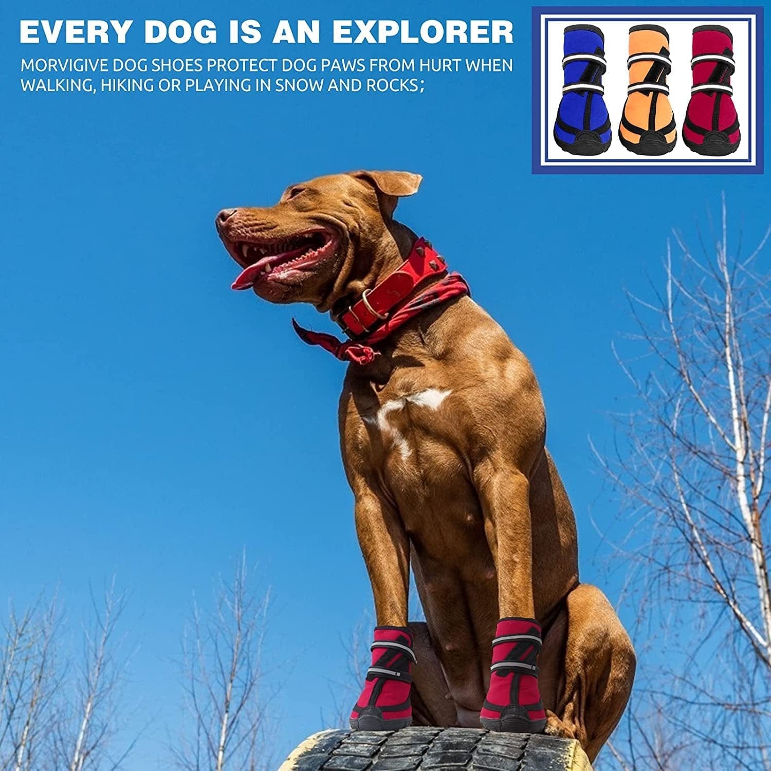 KUTKUT Dog Boots for Medium Large Dogs, Waterproof Dog Shoes with Nonslip Rubber Soles & Reflective Straps, Pet Booties High-Ankle Paw Protectors for Walking, Hiking, Running (Red, XL) Animals & Pet Supplies > Pet Supplies > Dog Supplies > Dog Apparel JCPL   