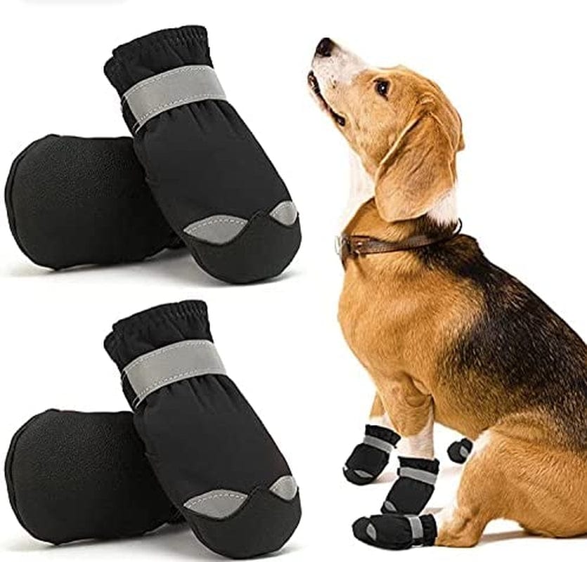 KUTKUT Dog Shoes for Small, Medium and Large Dogs | Winter Snow Waterproof Paw Protector | Pet Booties with Reflective Straps and Non-Slip Sole | Soft & Lightweight Dog Footwear (Size: 4) Animals & Pet Supplies > Pet Supplies > Dog Supplies > Dog Apparel JCPL   
