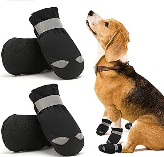 KUTKUT Dog Shoes for Small, Medium and Large Dogs | Winter Snow Waterproof Paw Protector | Pet Booties with Reflective Straps and Non-Slip Sole | Soft & Lightweight Dog Footwear (Size: 4) Animals & Pet Supplies > Pet Supplies > Dog Supplies > Dog Apparel JCPL   