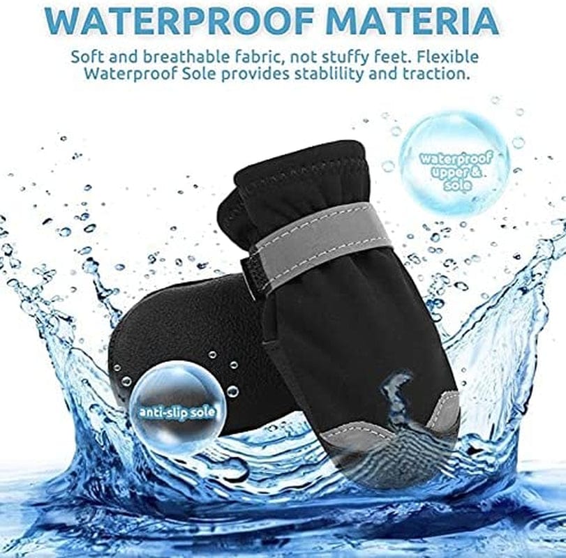KUTKUT Dog Shoes for Small, Medium and Large Dogs | Winter Snow Waterproof Paw Protector | Pet Booties with Reflective Straps and Non-Slip Sole | Soft & Lightweight Dog Footwear (Size: 4) Animals & Pet Supplies > Pet Supplies > Dog Supplies > Dog Apparel JCPL   