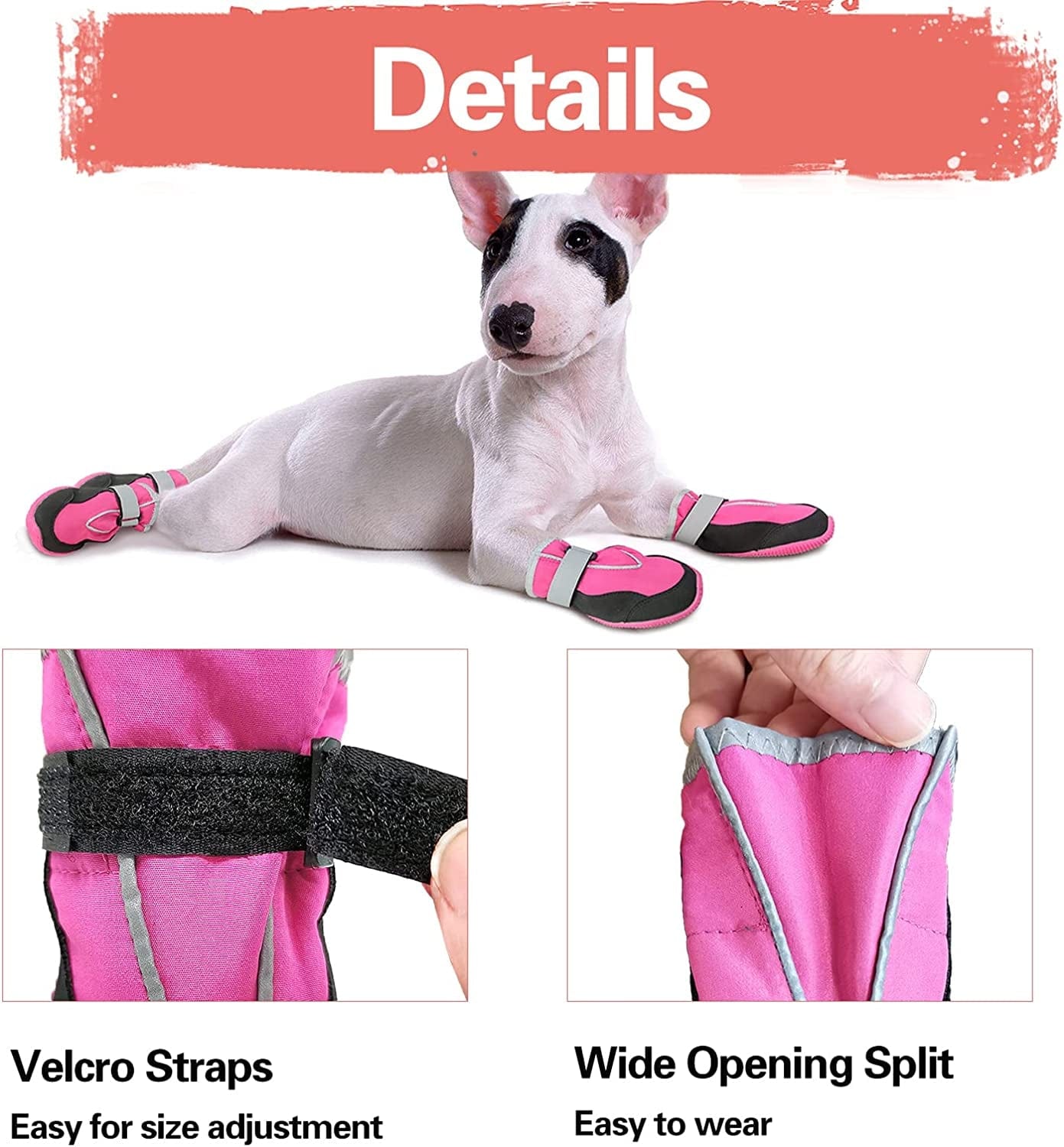 Kyeese 4Pcs Dog Boots Waterproof Anti-Slip Bottom Dog Shoes with Reflective Straps Adjustable Soft Lining Inside Animals & Pet Supplies > Pet Supplies > Dog Supplies > Dog Apparel kyeese   