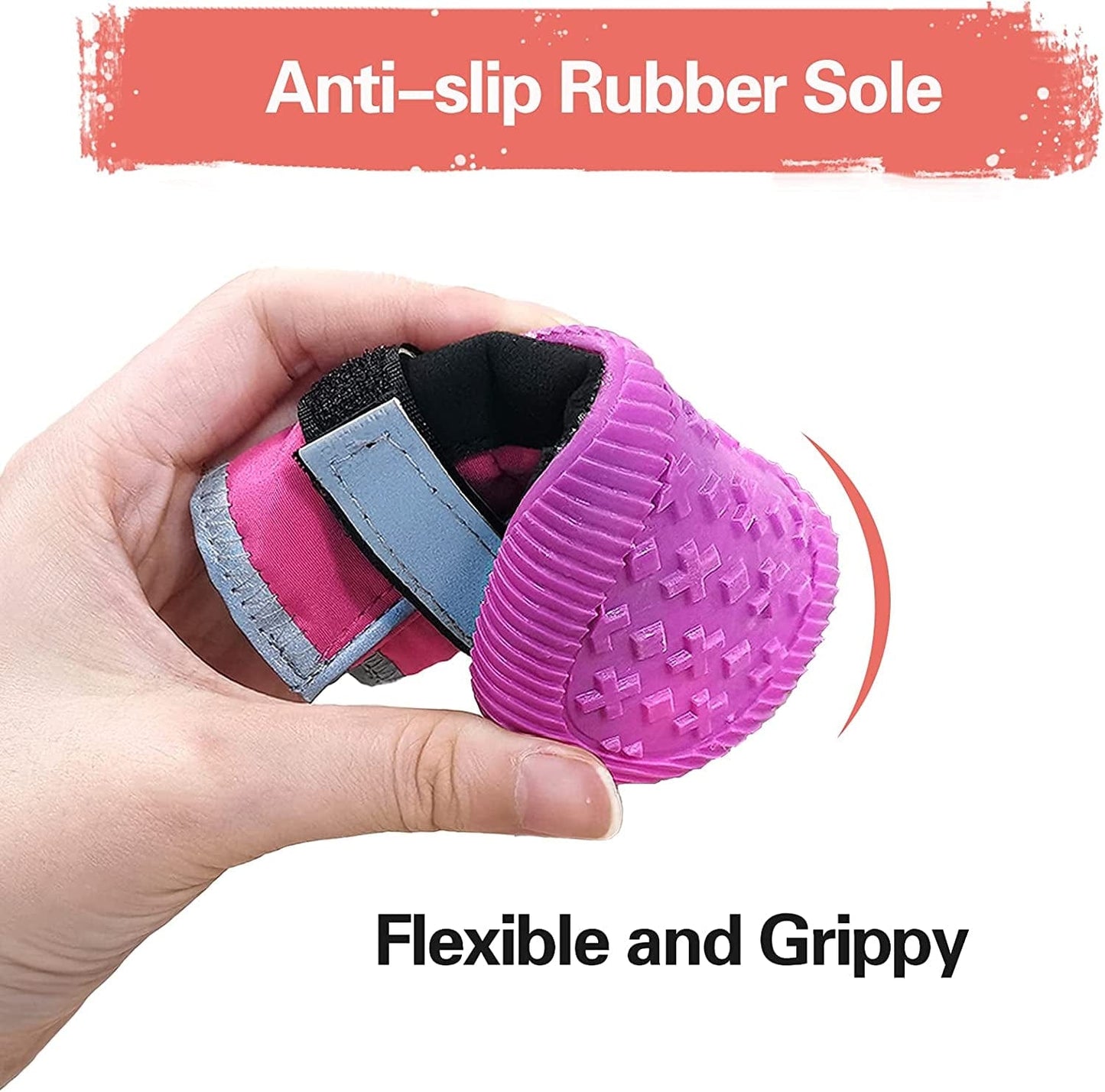 Kyeese 4Pcs Dog Boots Waterproof Anti-Slip Bottom Dog Shoes with Reflective Straps Adjustable Soft Lining Inside Animals & Pet Supplies > Pet Supplies > Dog Supplies > Dog Apparel kyeese   