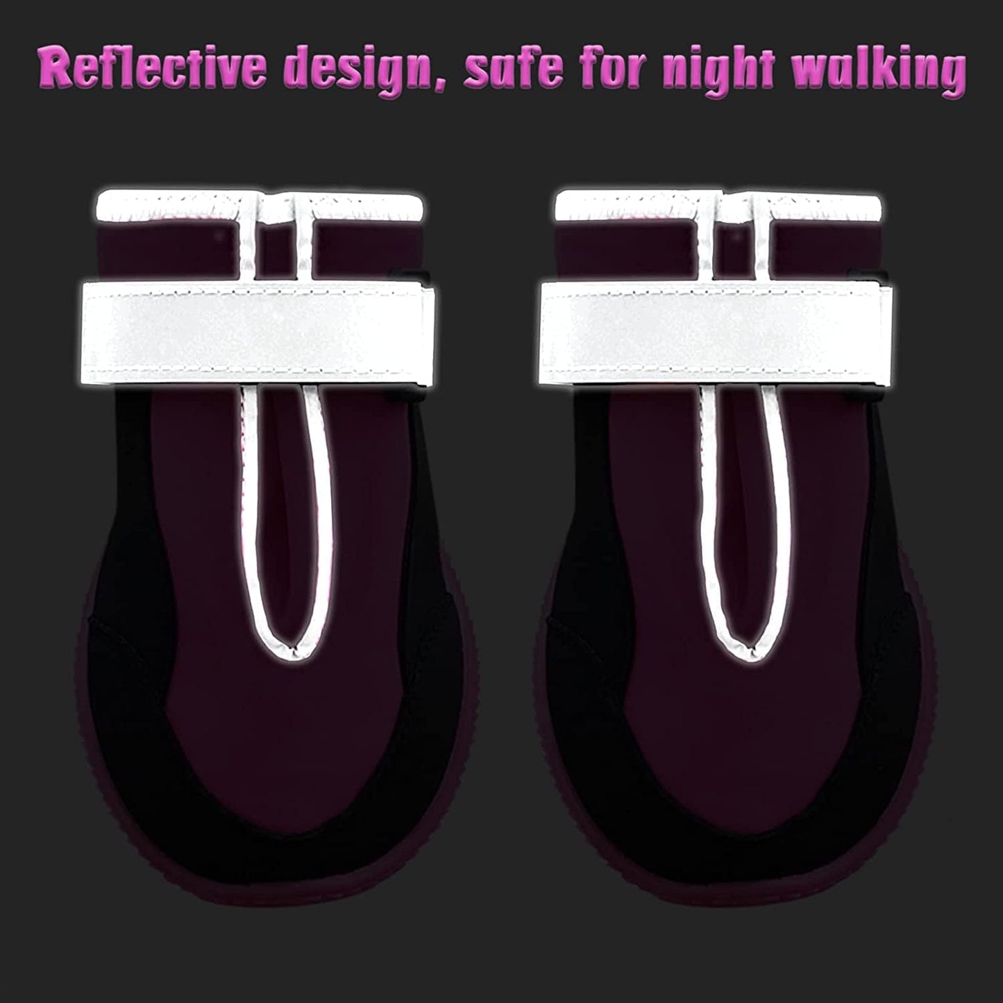 Kyeese 4Pcs Dog Boots Waterproof Anti-Slip Bottom Dog Shoes with Reflective Straps Adjustable Soft Lining Inside Animals & Pet Supplies > Pet Supplies > Dog Supplies > Dog Apparel kyeese   