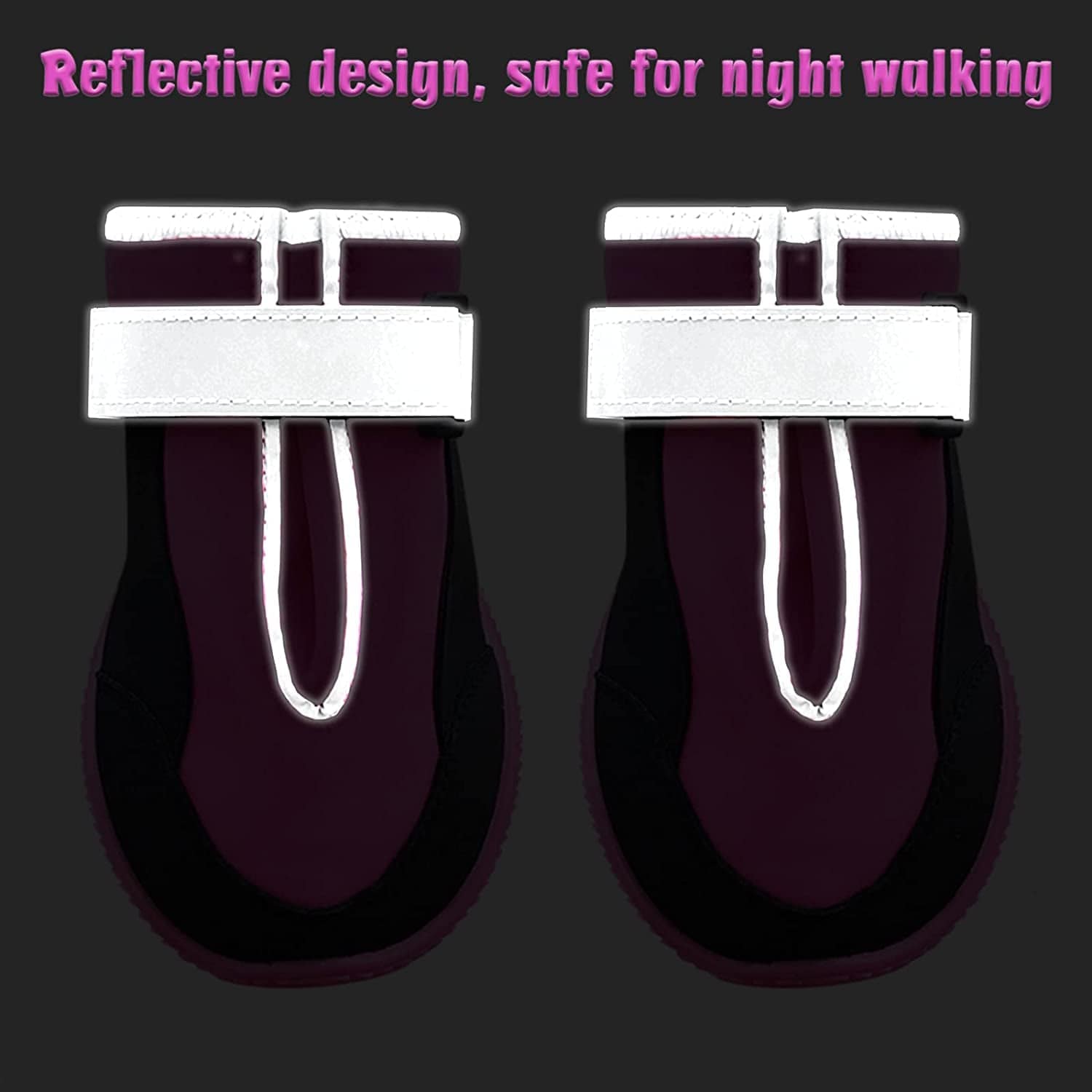 Kyeese 4Pcs Dog Boots Waterproof Anti-Slip Bottom Dog Shoes with Reflective Straps Adjustable Soft Lining Inside Animals & Pet Supplies > Pet Supplies > Dog Supplies > Dog Apparel kyeese   