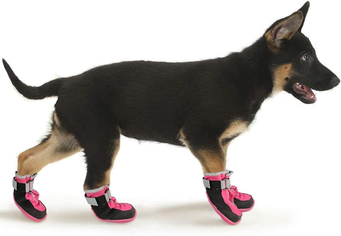 Kyeese 4Pcs Dog Boots Waterproof Anti-Slip Bottom Dog Shoes with Reflective Straps Adjustable Soft Lining Inside Animals & Pet Supplies > Pet Supplies > Dog Supplies > Dog Apparel kyeese   