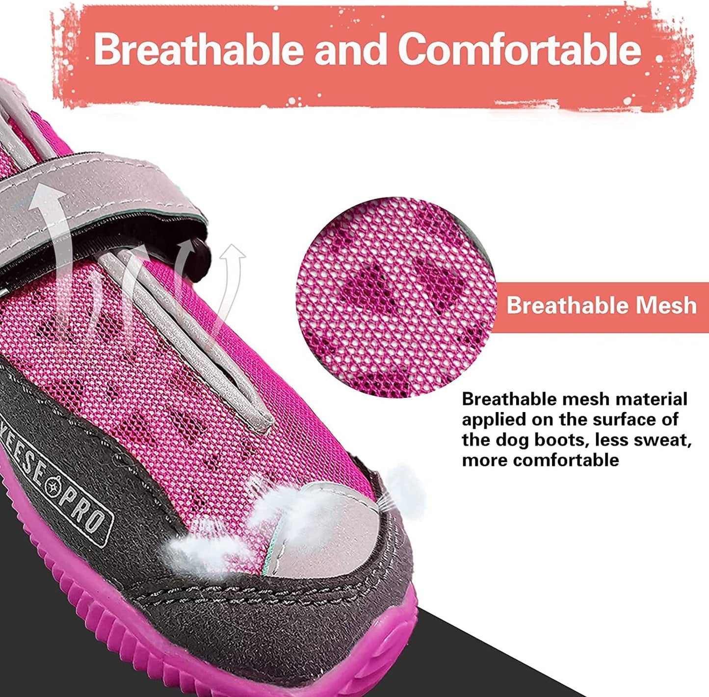 KYEESE 4Pcs Dog Shoes Waterproof Anti-Slip Bottom Breathable Dog Boots with Reflective Straps Adjustable Animals & Pet Supplies > Pet Supplies > Dog Supplies > Dog Apparel KYEESE   