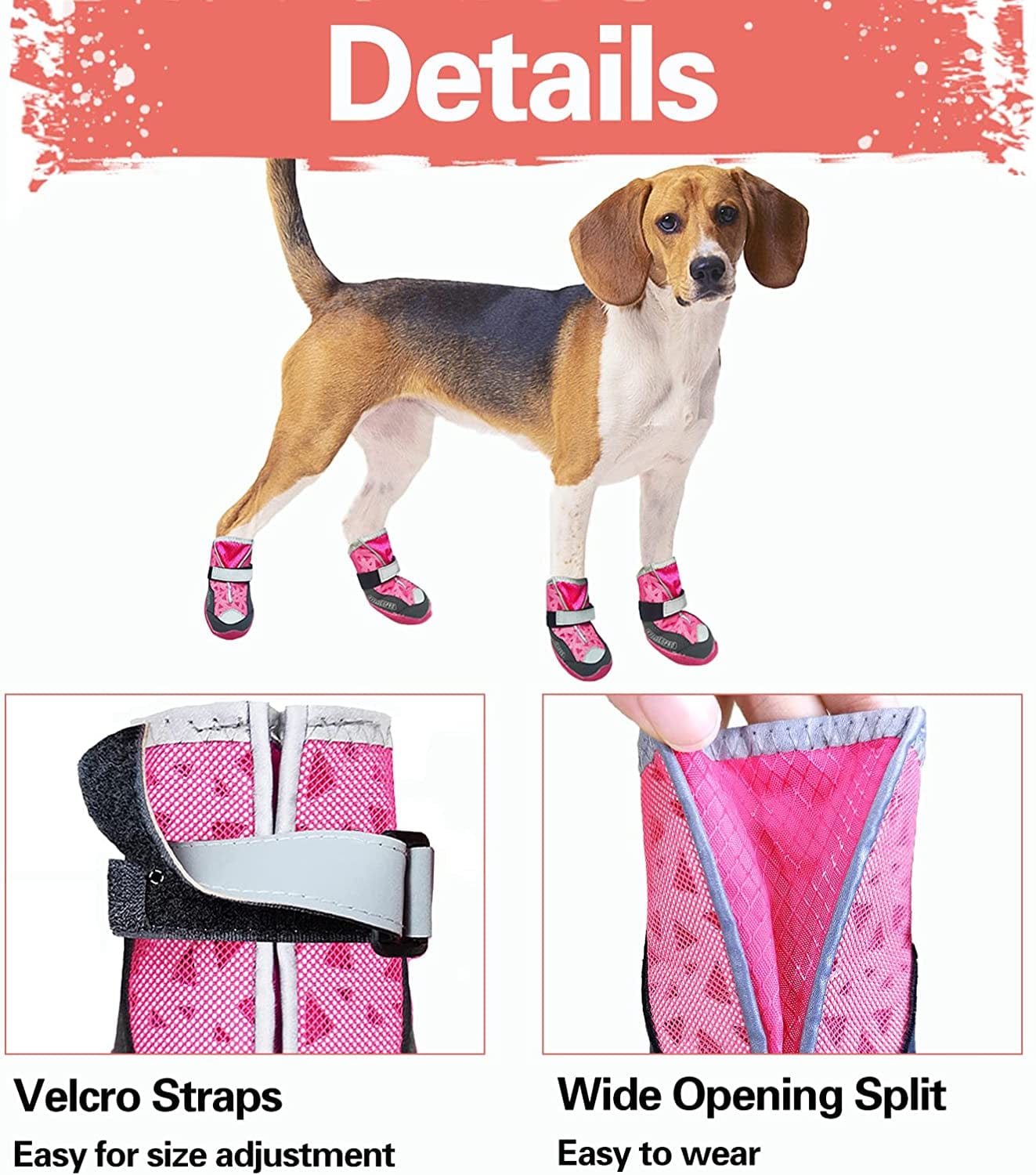 KYEESE 4Pcs Dog Shoes Waterproof Anti-Slip Bottom Breathable Dog Boots with Reflective Straps Adjustable Animals & Pet Supplies > Pet Supplies > Dog Supplies > Dog Apparel KYEESE   