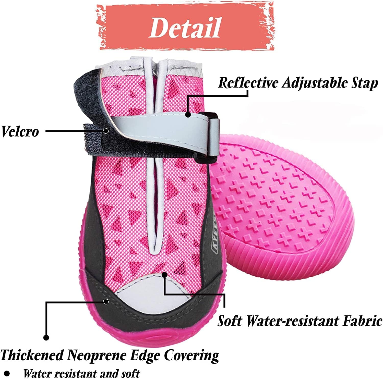 KYEESE 4Pcs Dog Shoes Waterproof Anti-Slip Bottom Breathable Dog Boots with Reflective Straps Adjustable Animals & Pet Supplies > Pet Supplies > Dog Supplies > Dog Apparel KYEESE   