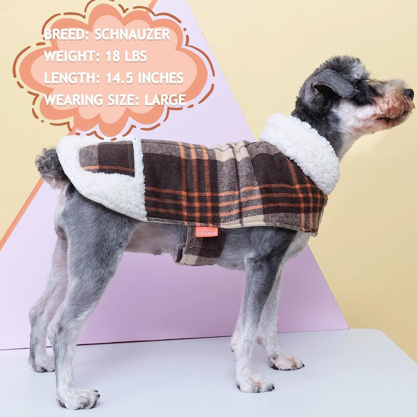 KYEESE Dog Jacket Checked Plaid with Leash Hole for Winter Windproof Soft Warm Lined Small Dogs Vest Cold Weather Coats with Pocket Animals & Pet Supplies > Pet Supplies > Dog Supplies > Dog Apparel kyeese   