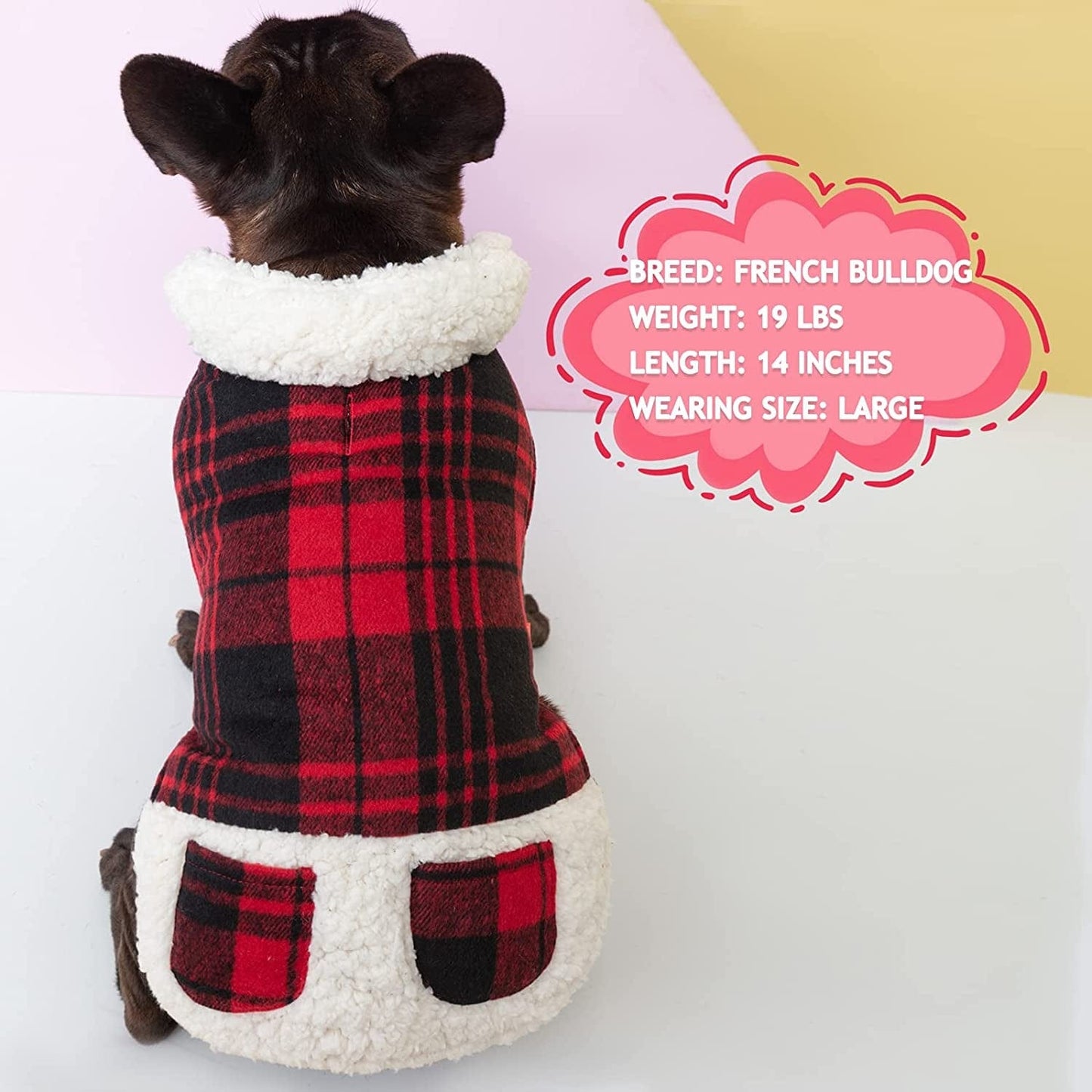 KYEESE Dog Jacket Checked Plaid with Leash Hole for Winter Windproof Soft Warm Lined Small Dogs Vest Cold Weather Coats with Pocket Animals & Pet Supplies > Pet Supplies > Dog Supplies > Dog Apparel kyeese   