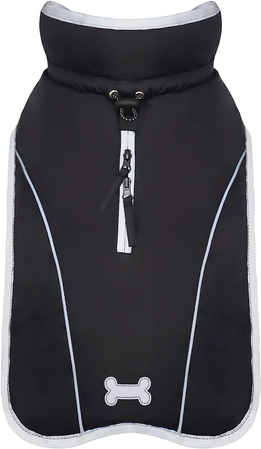 KYEESE Dog Jacket for Small Dogs Windproof Waterproof Warm Winter Coat Fleece Lined with Reflective Strip Dog Clothes Cold Weather Coats with Zipper Harness Hole Size Adjustable Black Animals & Pet Supplies > Pet Supplies > Dog Supplies > Dog Apparel kyeese 5# Black M (12-18lbs) 