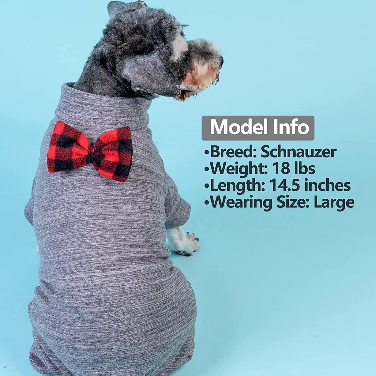 KYEESE Dog Pajamas for Small Dogs Turtleneck Stretchy Dog Pjs Super Soft Warm Material Dog Onesie with Bowtie Cold Weather Coat, Grey,L Animals & Pet Supplies > Pet Supplies > Dog Supplies > Dog Apparel kyeese   