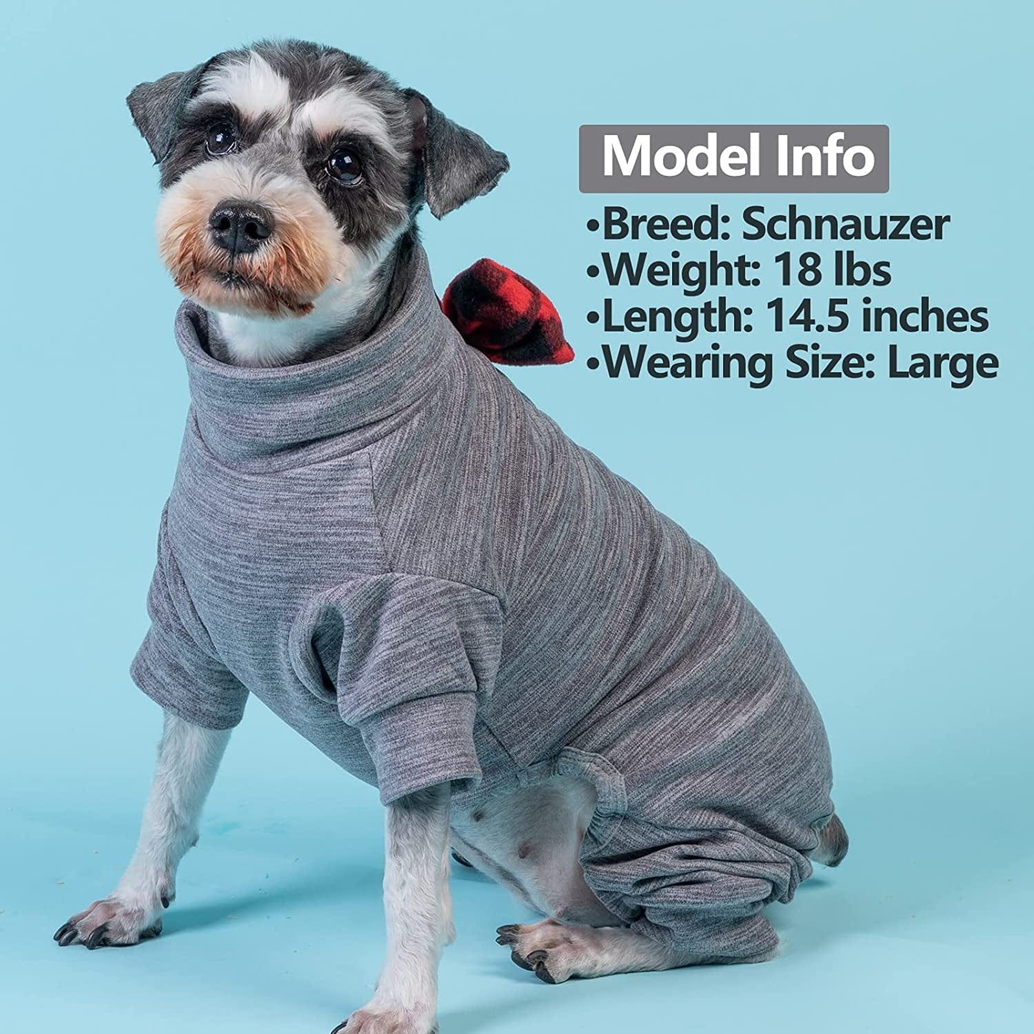 KYEESE Dog Pajamas for Small Dogs Turtleneck Stretchy Dog Pjs Super Soft Warm Material Dog Onesie with Bowtie Cold Weather Coat, Grey,L Animals & Pet Supplies > Pet Supplies > Dog Supplies > Dog Apparel kyeese   