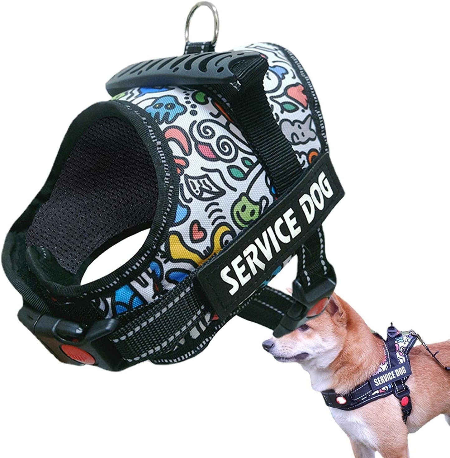 Large Dog Harness - Adjustable Safety Reflective Vest with Silicon Handle,Easy to Wear Pet Chest Harness Chest Dog Leash for Outdoor Activity Huugy Animals & Pet Supplies > Pet Supplies > Dog Supplies > Dog Apparel huuGY S  