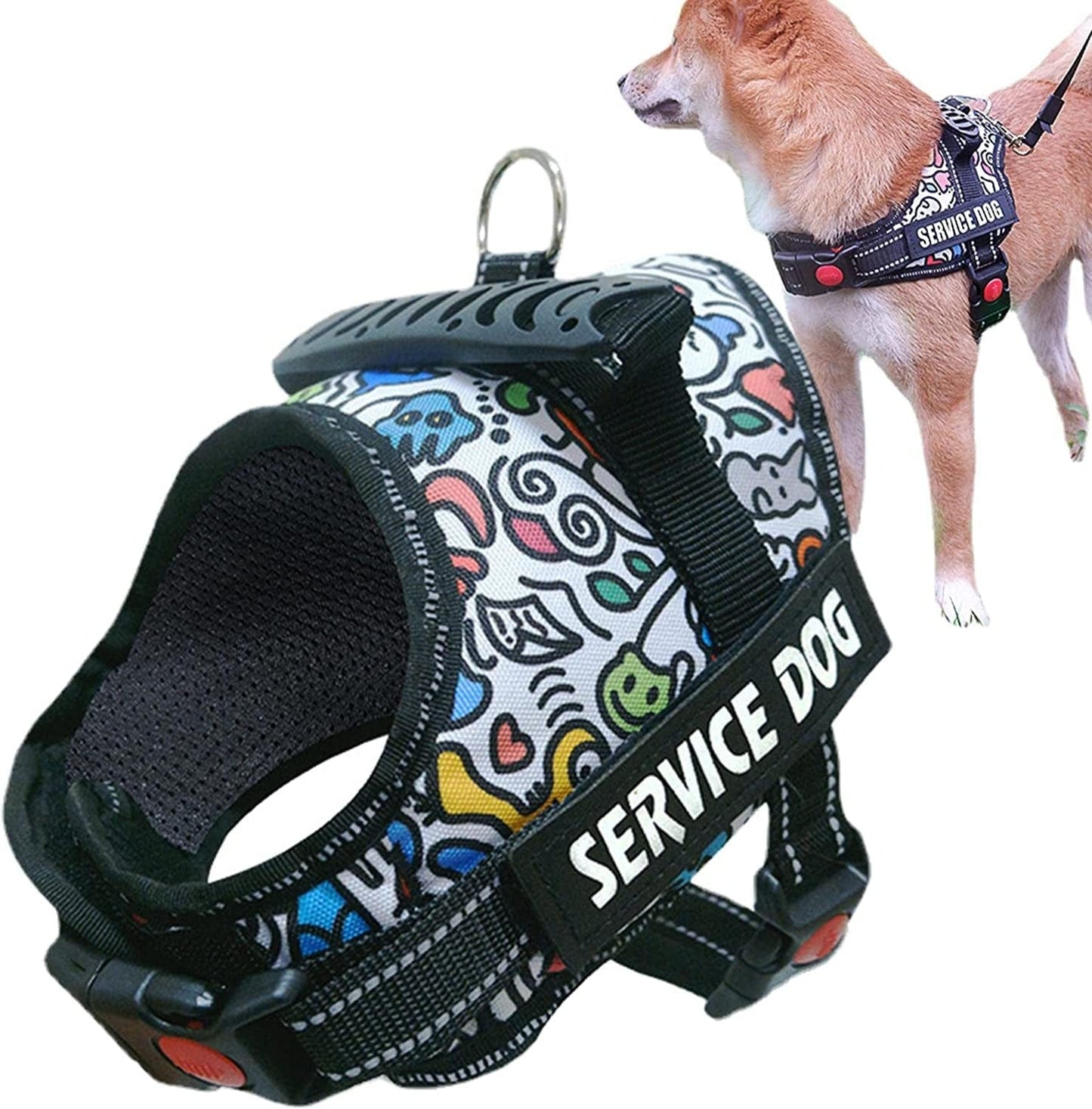 Large Dog Harness - Adjustable Safety Reflective Vest with Silicon Handle,Easy to Wear Pet Chest Harness Chest Dog Leash for Outdoor Activity Huugy Animals & Pet Supplies > Pet Supplies > Dog Supplies > Dog Apparel huuGY Medium  