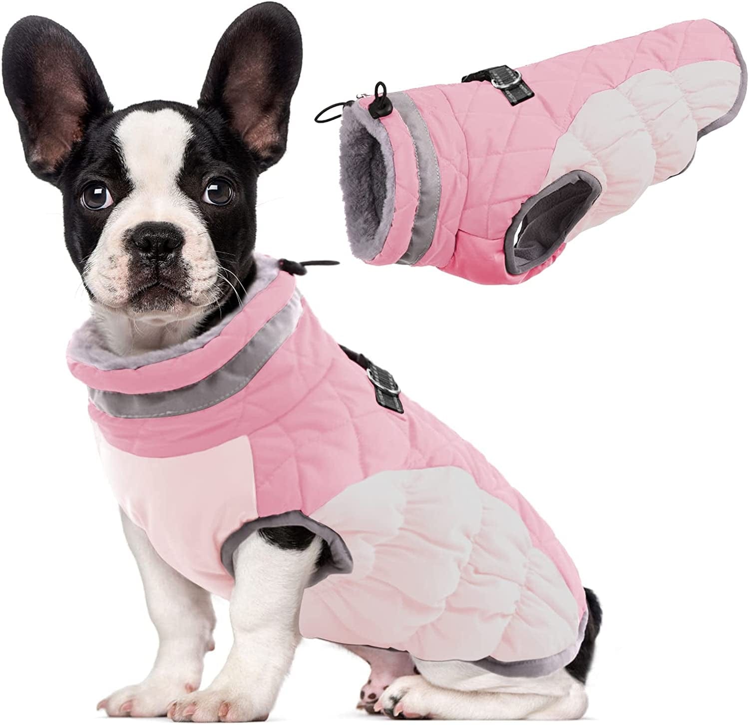 Lelepet Warm Dog Winter Coat Cold Weather Jacket Windproof Reflective Turtleneck Dog Vest with Plush Neckline D-Ring for Leash Thick Fleece Lining Dog Jacket Pet Apparel for Small Medium Large Dogs Animals & Pet Supplies > Pet Supplies > Dog Supplies > Dog Apparel LeLePet Pink Small 