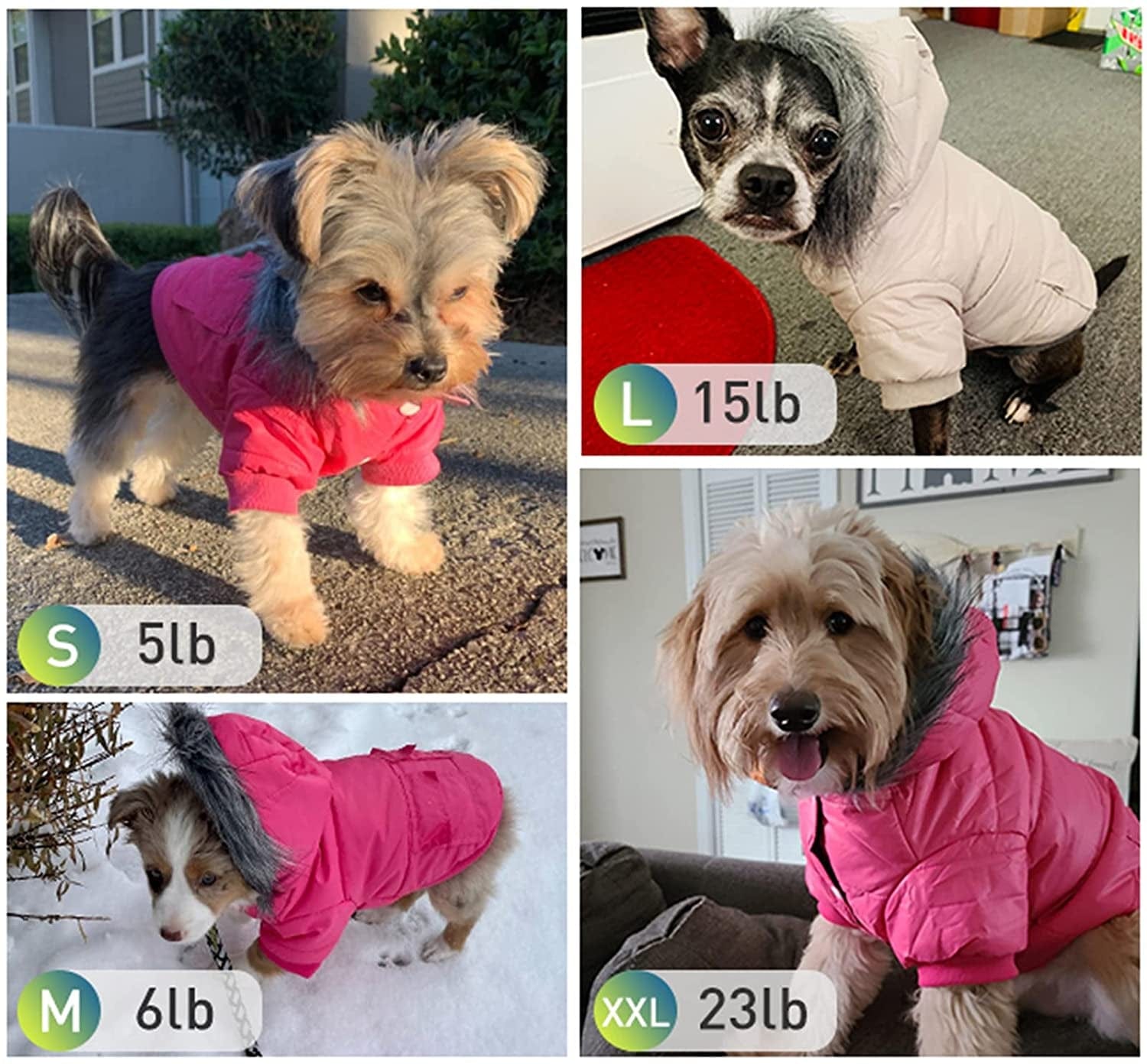 LESYPET Dog Coat Doggie Winter Coat for Small Medium Dogs Girl Dog Jacket, Pink Medium Animals & Pet Supplies > Pet Supplies > Dog Supplies > Dog Apparel LESYPET   